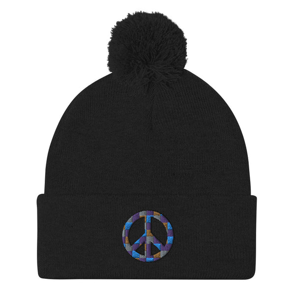Peace Sign Pom Pom Knit Cap (More Colors)