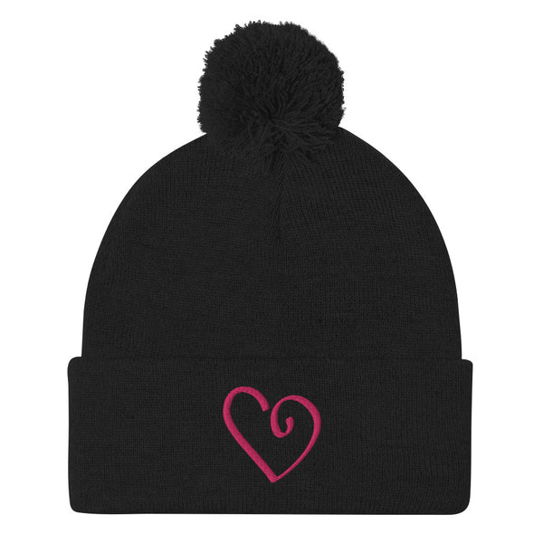 Open Heart Pom-Pom Knit Cap (More Colors)