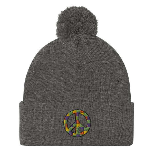 Peace Sign Pom Pom Knit Cap (More Colors)