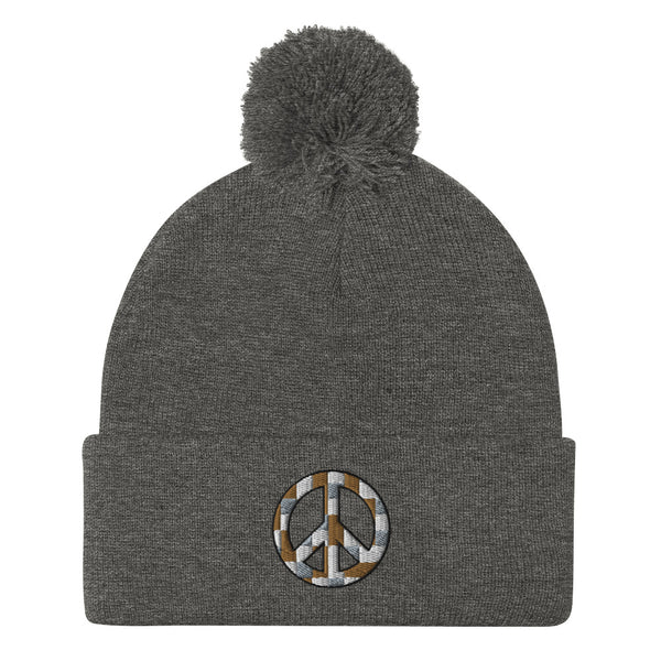 Peace Sign Pom Pom Knit Cap (More Colors)