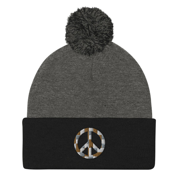 Peace Sign Pom Pom Knit Cap (More Colors)