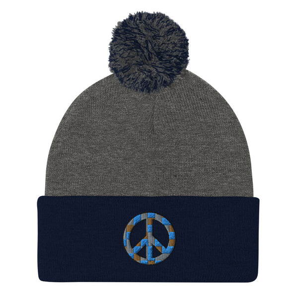 Peace Sign Pom Pom Knit Cap (More Colors)