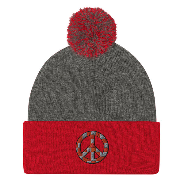 Peace Sign Pom Pom Knit Cap (More Colors)