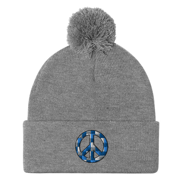 Peace Sign Pom Pom Knit Cap (More Colors)