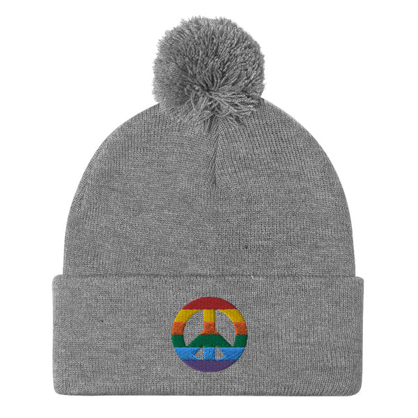 Peace Sign Pom Pom Knit Cap (More Colors)