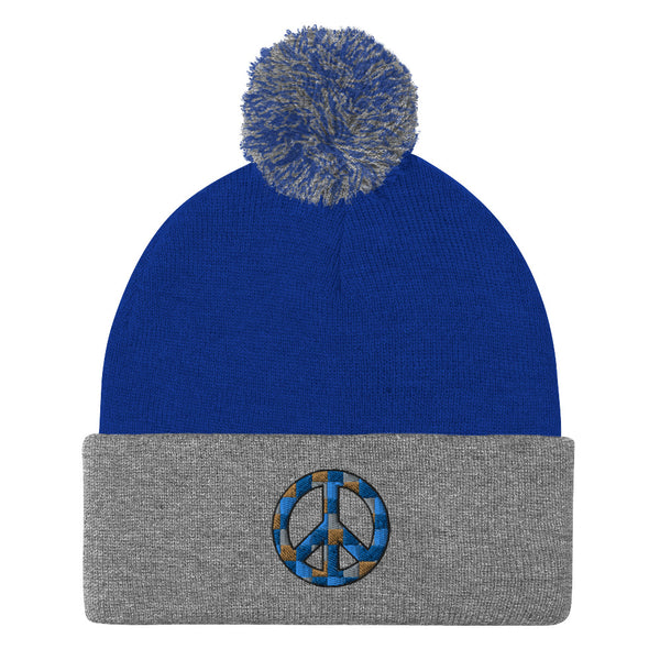 Peace Sign Pom Pom Knit Cap (More Colors)