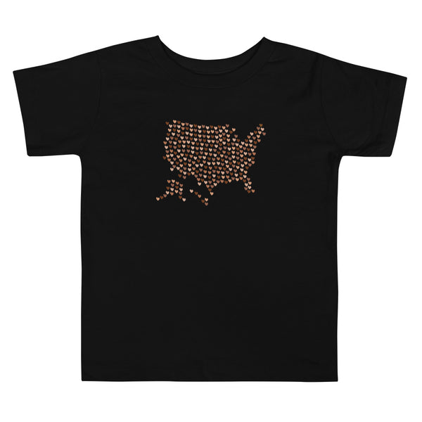 USA Skin Tone Hearts Toddler Tee (More Colors)