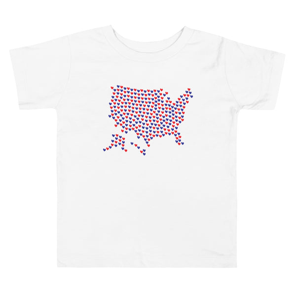 USA Hearts Short Sleeve Patriotic Toddler Tee (More Colors)