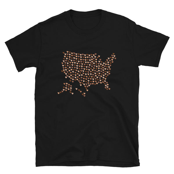 USA Skin Tone Hearts Unisex Tee (More Colors)