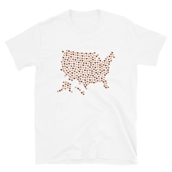 USA Skin Tone Hearts Unisex Tee (More Colors)