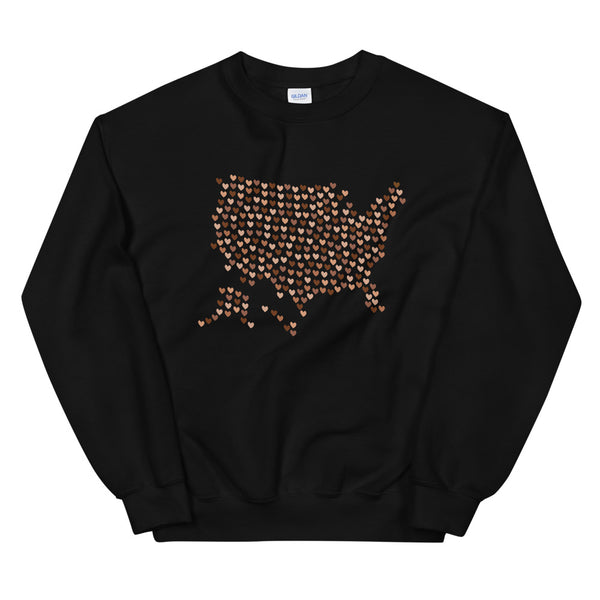 USA Skin Tone Hearts Unisex Sweatshirt (More Colors)