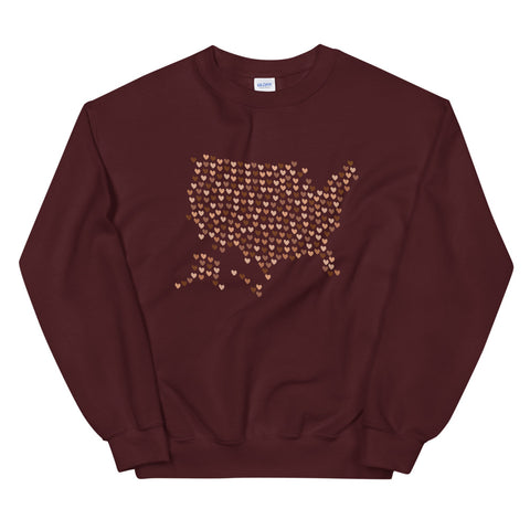 USA Skin Tone Hearts Unisex Sweatshirt (More Colors)