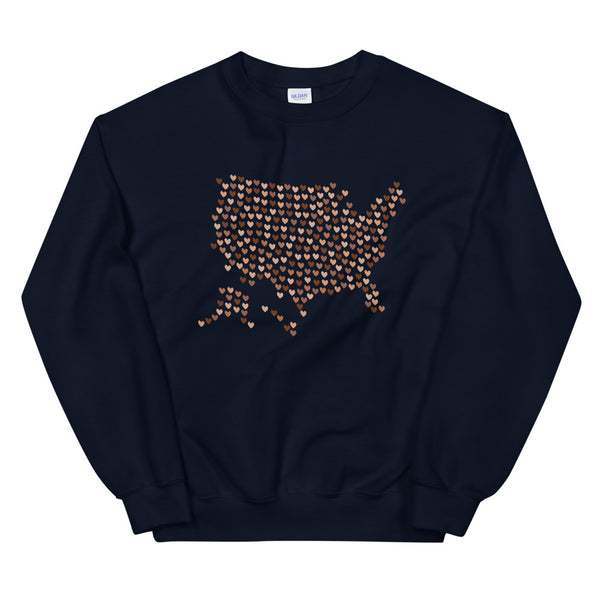 USA Skin Tone Hearts Unisex Sweatshirt (More Colors)