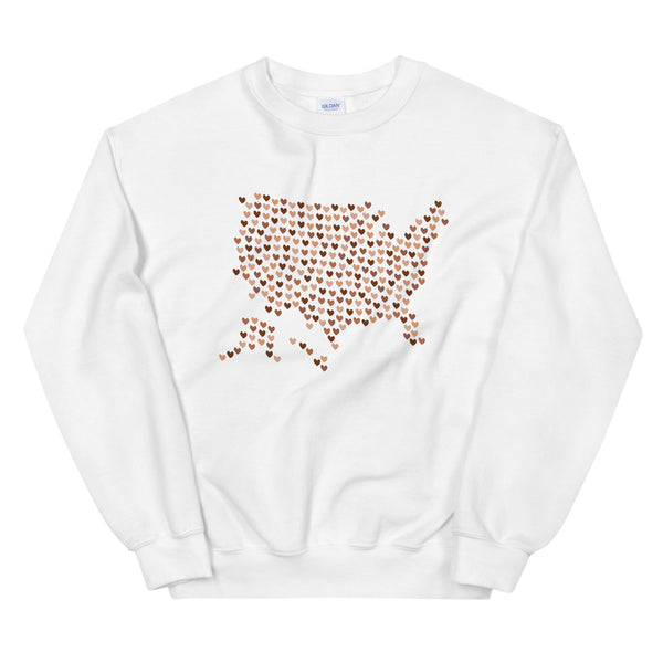 USA Skin Tone Hearts Unisex Sweatshirt (More Colors)