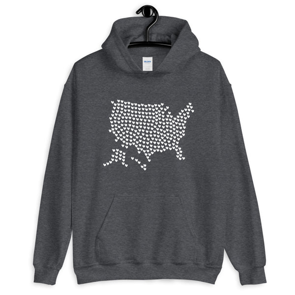 USA Hearts Unisex Hooded Patriotic Sweatshirt (More Colors)