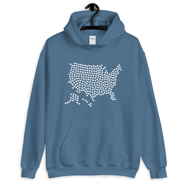 USA Hearts Unisex Hooded Patriotic Sweatshirt (More Colors)