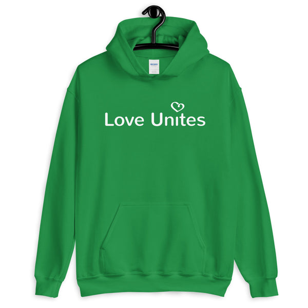 Love Unites Heart Unisex Hooded Sweatshirt (Dark/More Colors)