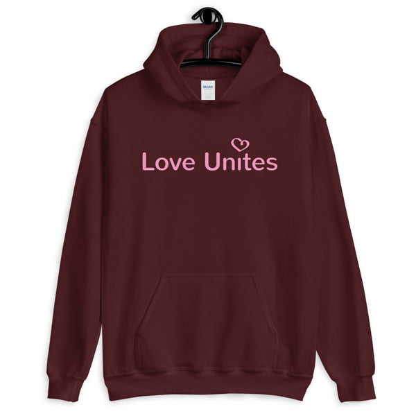 Love Unites Heart Unisex Hooded Sweatshirt (Pink/More Colors)