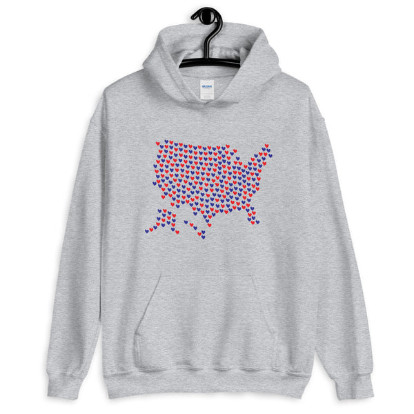 USA Hearts Unisex Hooded Patriotic Sweatshirt (More Colors)