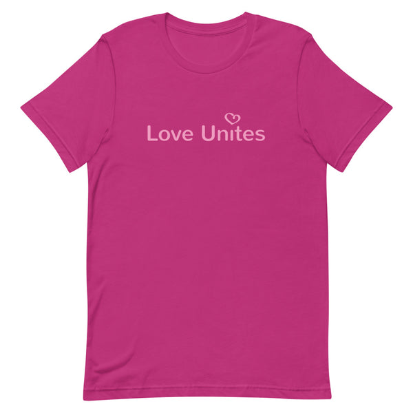 Love Unites Heart Premium Unisex Tee (Dark with Pink/More Colors)