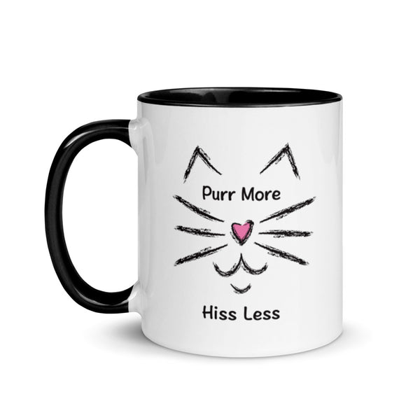 Purr More Hiss Less Mug with Color Accents (More Colors)