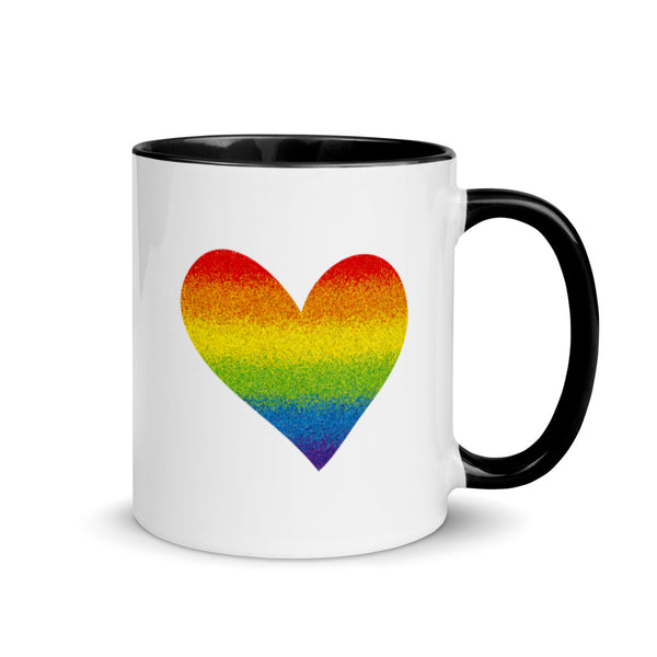 Rainbow Pride Heart Mug with Color Accents (More Colors)