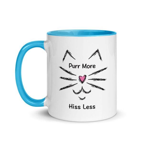 Purr More Hiss Less Mug with Color Accents (More Colors)