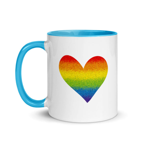 Rainbow Pride Heart Mug with Color Accents (More Colors)