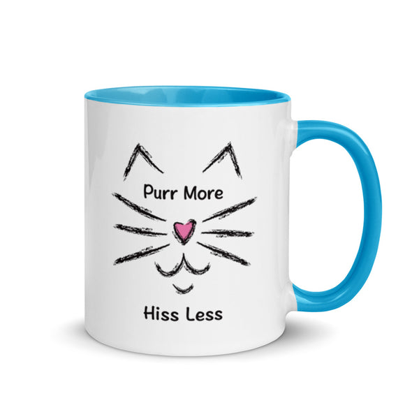 Purr More Hiss Less Mug with Color Accents (More Colors)