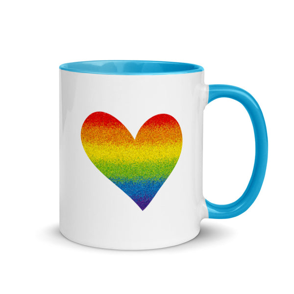 Rainbow Pride Heart Mug with Color Accents (More Colors)