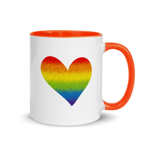 Rainbow Pride Heart Mug with Color Accents (More Colors)