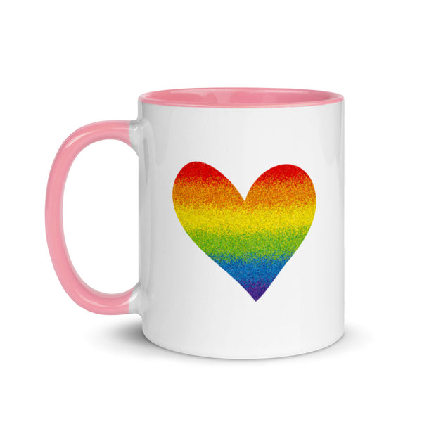 Rainbow Pride Heart Mug with Color Accents (More Colors)