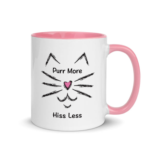 Purr More Hiss Less Mug with Color Accents (More Colors)
