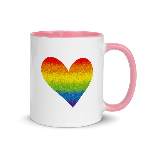 Rainbow Pride Heart Mug with Color Accents (More Colors)