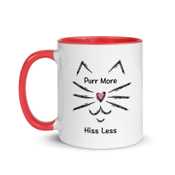 Purr More Hiss Less Mug with Color Accents (More Colors)