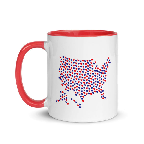 USA Hearts Patriotic Mug with Color Accents (More Colors)