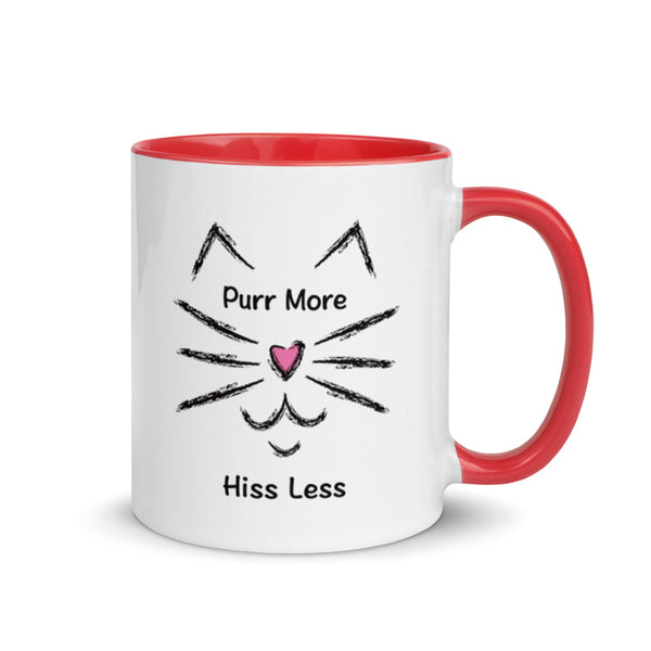 Purr More Hiss Less Mug with Color Accents (More Colors)