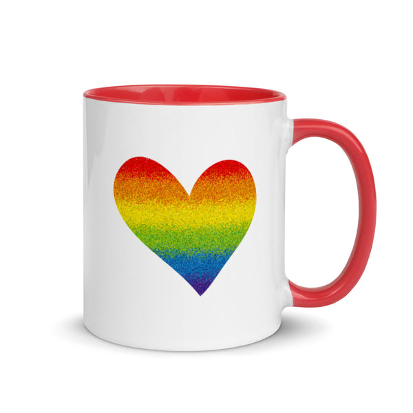 Rainbow Pride Heart Mug with Color Accents (More Colors)