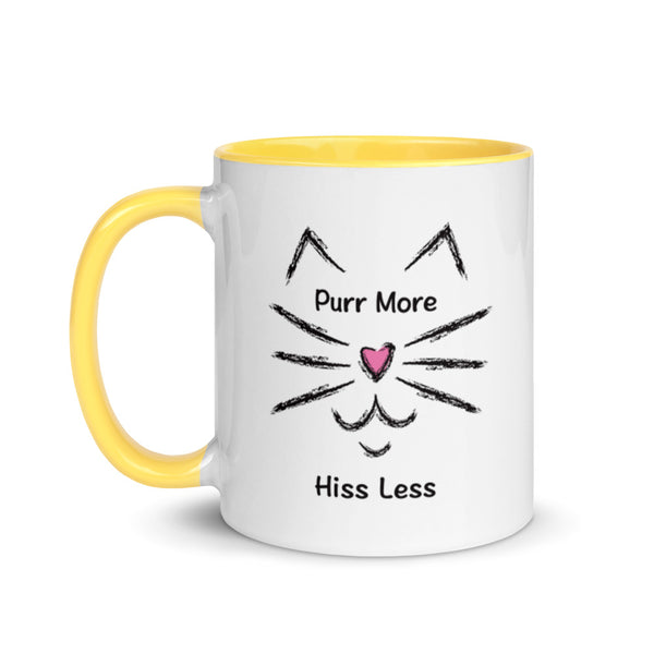 Purr More Hiss Less Mug with Color Accents (More Colors)