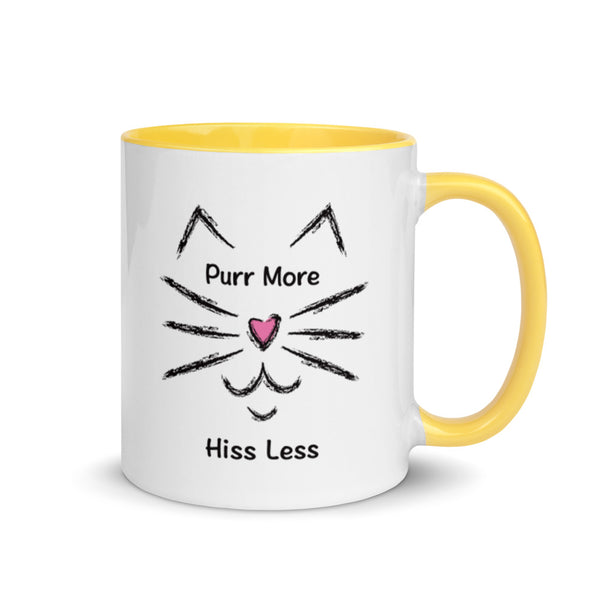 Purr More Hiss Less Mug with Color Accents (More Colors)