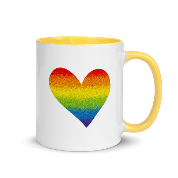Rainbow Pride Heart Mug with Color Accents (More Colors)