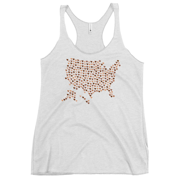 USA Skin Tone Hearts Women's Racerback Tank (More Colors)