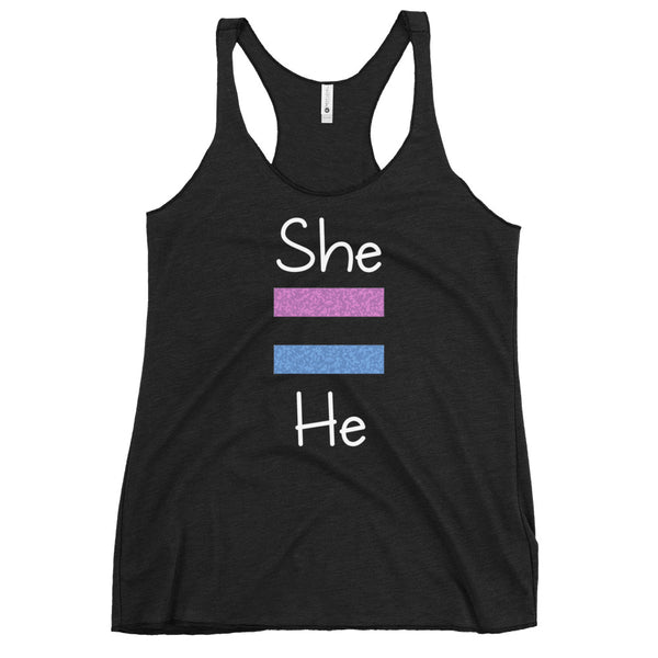 She Equals He Women's Racerback Tank (More Colors)