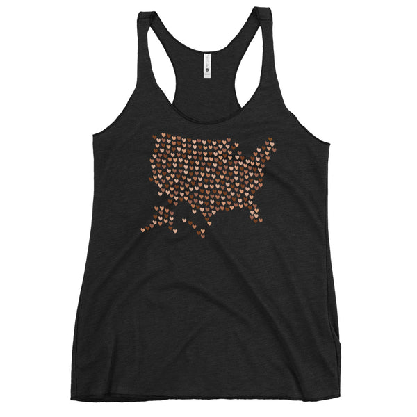 USA Skin Tone Hearts Women's Racerback Tank (More Colors)