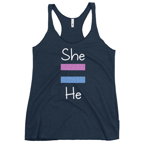 She Equals He Women's Racerback Tank (More Colors)