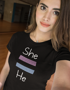 By wearing this cute "She Equals He" scoop neck tee, you will show everyone that strength knows no gender. Don't let anyone silence your voice.