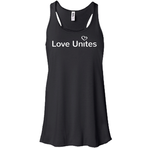 Love Unites Heart Women's Flowy Racerback Tank (Dark/More Colors)