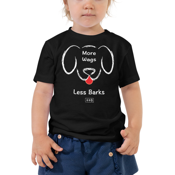 More Wags Less Barks Toddler Short Sleeve Tee (Black)