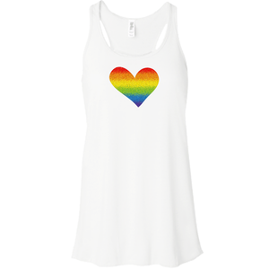 Rainbow Pride Heart Women's Flowy Racerback Tank (More Colors)