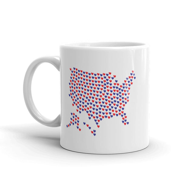 USA Hearts Patriotic Mug with Color Accents (More Colors)